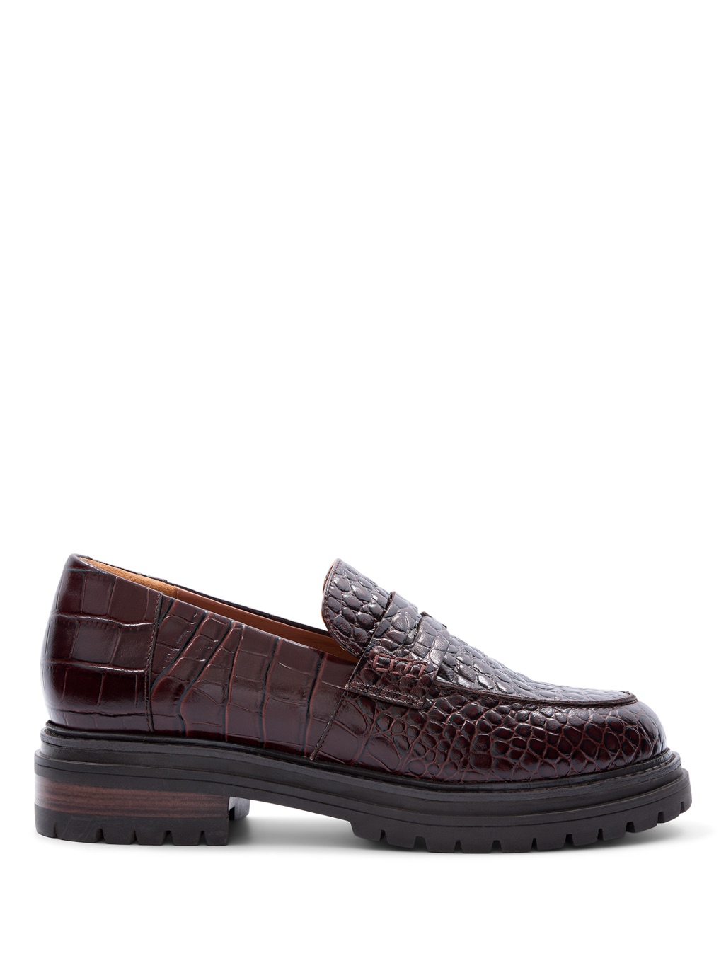 Nwt Bared Footwear ‘Wedgebill’ Brown Croc-Embossed Leather Loafers — image 2 of 8
